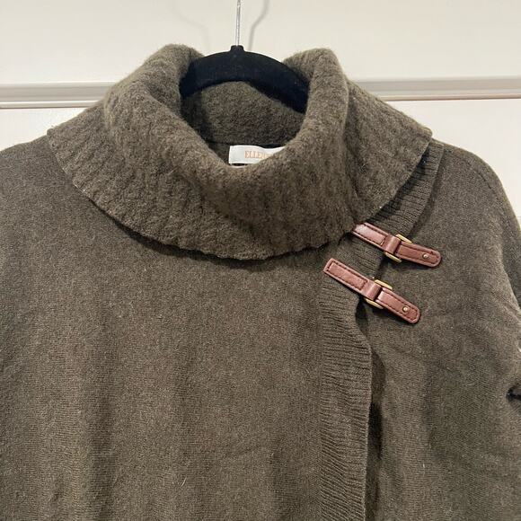 Ellen Tracy Women's 100% Extra Fine Merino Wool Sweater Leather Detail‎ M - Picture 3 of 12